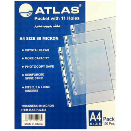Atlas 12 Pochettes Chemise Plastique Coin Ouvert Transparent
