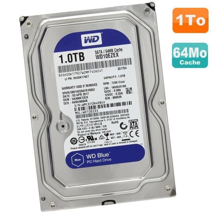 Disque Dur Interne pc 1To Western digital™ 3,5'' SATA 1000 Giga WD 1 TB  7200 tr/ 797698719252