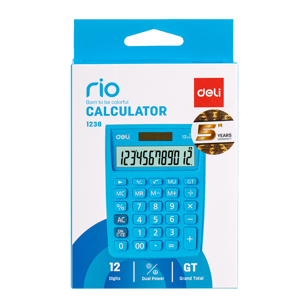 Calculatrice Bureau Deli E1238 Bleu