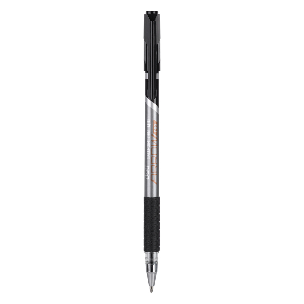 Paquet 12 Stylos A Bille Deli Arrow Q10-BK 0.7mm Noir