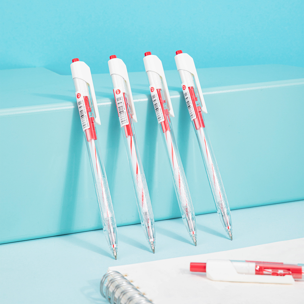 Paquet 12 Stylos A Bille Deli Arrow  Q24-RD 0.7mm Rouge