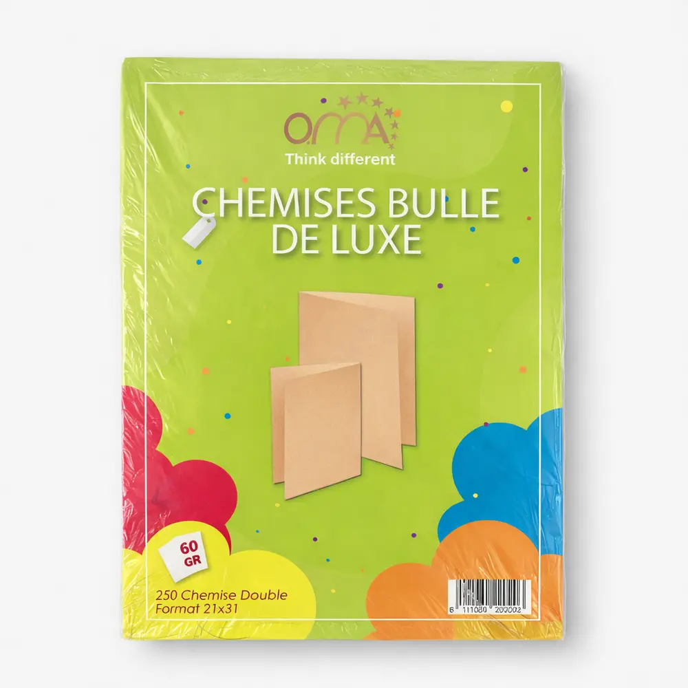 Paquet 250 Chemises Bulles Kraft Oma