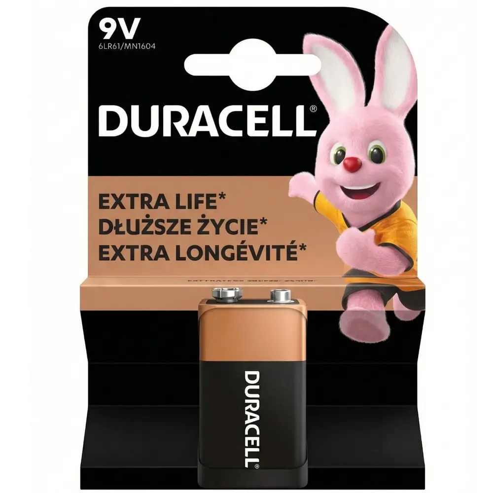 Pile Duracell 9V Extra Life 6LR61/MN1604