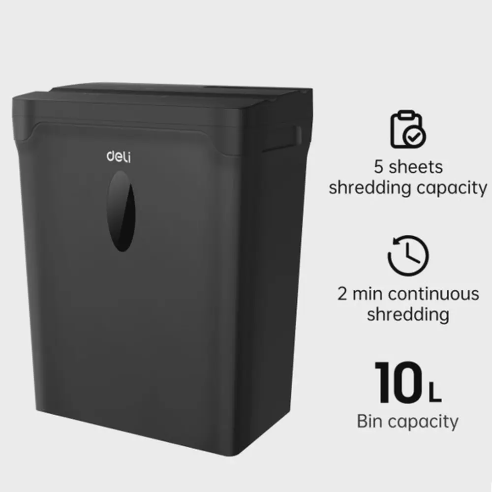 Destructeur De Papier Déchiqueteuse de Bureau Deli ET014  5 Sheets 10 Litres 