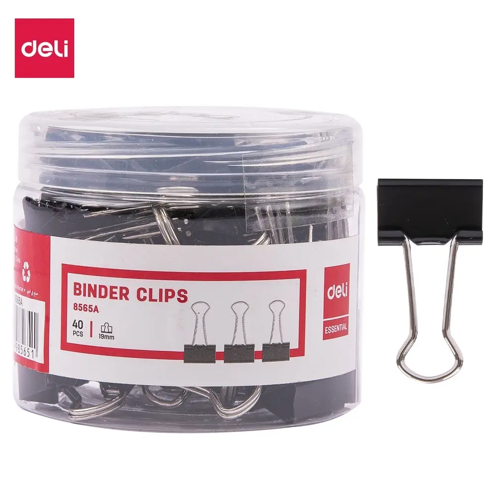 Paquet 40 Binder Pince Double Clipss 19MM Deli E8565A