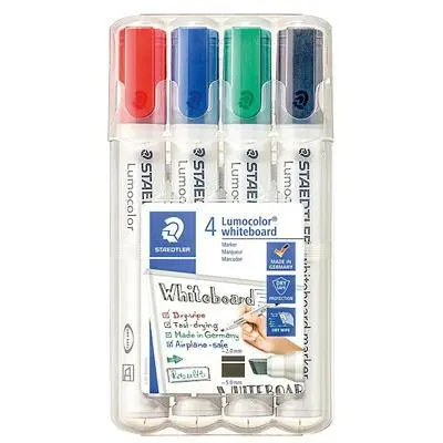 [351 WP4] Jeu 4 Marqueurs Tableau Staedtler Lumocolor Biseauté 351 WP4