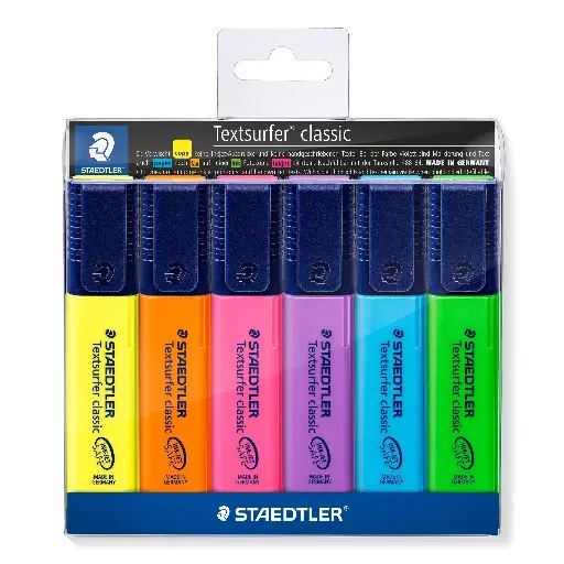 [364 WP6] Jeu de 6 Fluorescents Surligneurs Staedtler Assortis 364 WP6