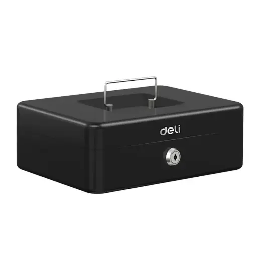 [ET505] Caisse Monnaie Cash Box Deli ET505 Noir 85x250x180 mm 