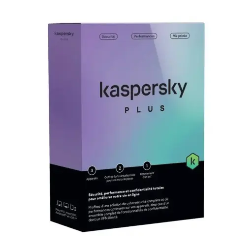 [KL10428BCFS-SLIMMAG] Antivirus Kaspersky Plus = Internet Security - 3 Postes - 1 an (KL10428BCFS-SLIMMAG)