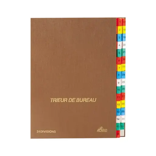 [001047] Trieur De Bureau Numérique 31 Simili Sicla Marron