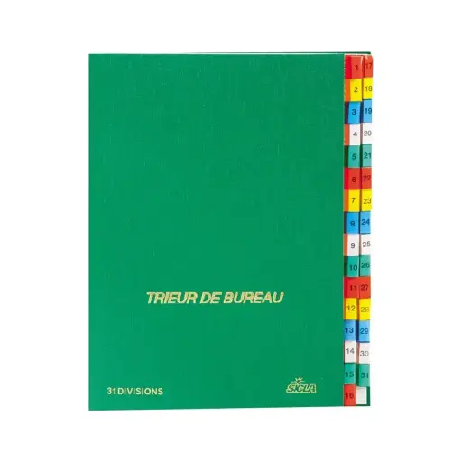 [001052] Trieur De Bureau Numérique 31 Simili Sicla Vert Foncé