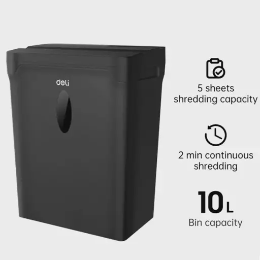 Destructeur De Papier Déchiqueteuse de Bureau Deli ET014  5 Sheets 10 Litres 