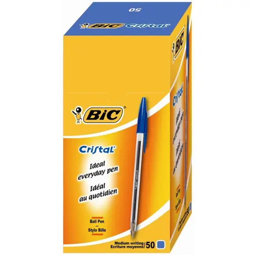 [913234] Paquet 50 Stylo Bic Crystal Bleu