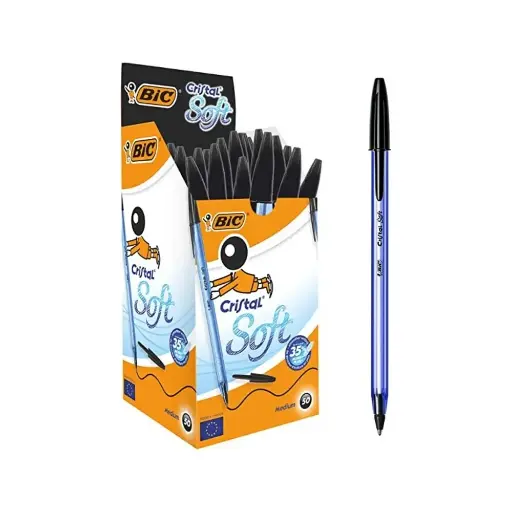 [355354] Paquet 50 Stylo Bic Crystal Soft Noir