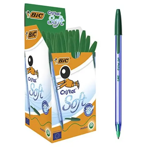 [55385] Paquet 50 Stylo Bic Crystal Soft Vert