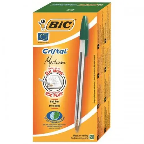[ART003618] Paquet 50 Stylo Bic Crystal Vert