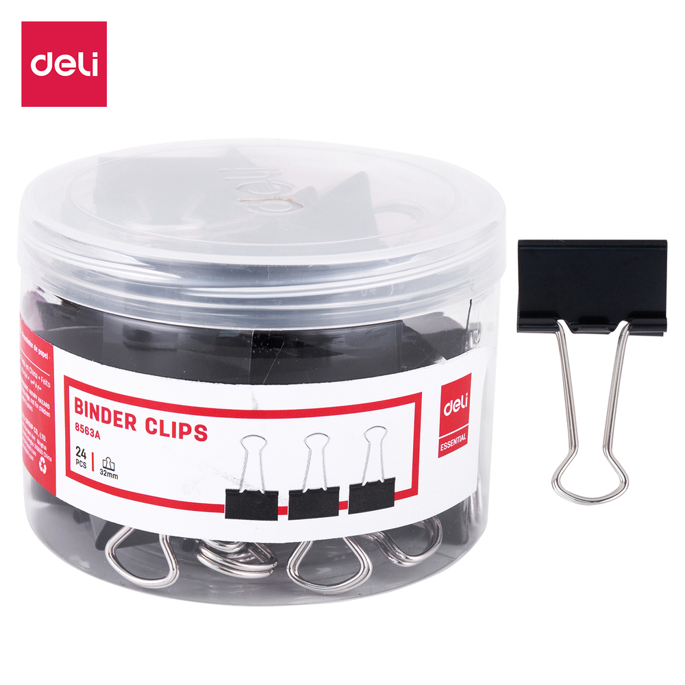 Paquet 24 Binder Pince Double Clips 32MM Deli E8563A
