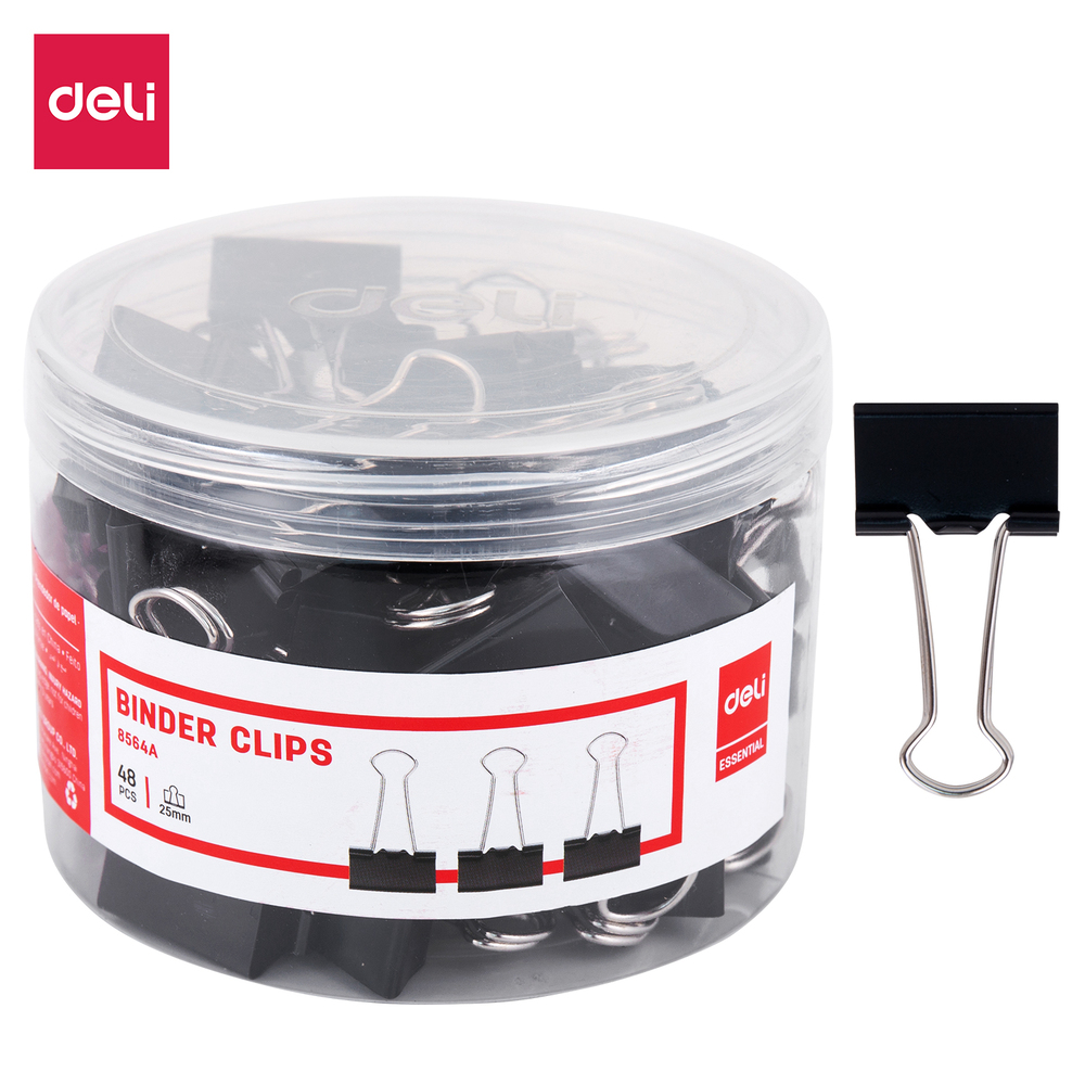 Paquet 48 Binder Pince Double Clips 25mm Deli E8564A
