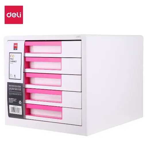 [EZ01043] Module De Classement Deli 5 Tiroirs EZ01043 Blanc/Magenta