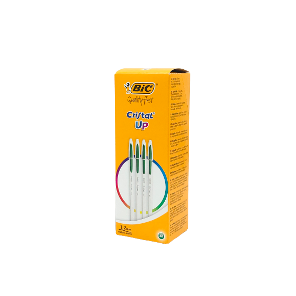 Paquet 20 Stylo Bic Crystal Up Vert 1.2mm