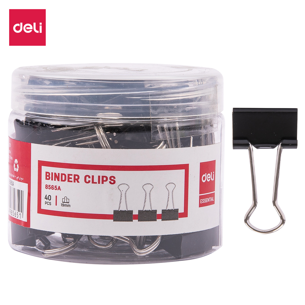 Paquet 40 Binder Pince Double Clipss 19MM Deli E8565A