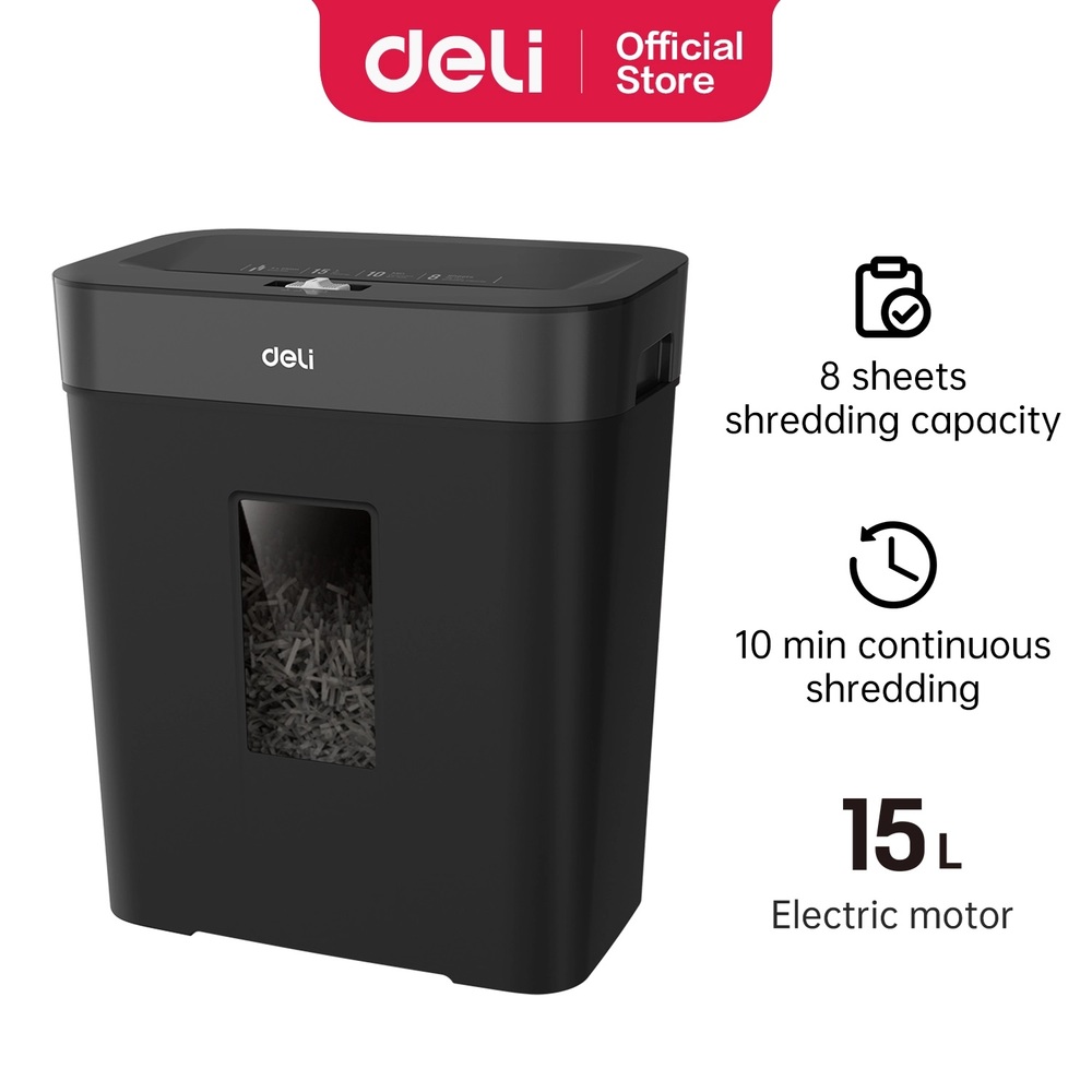 Destructeur De Papier Déchiqueteuse de Bureau Deli ET024 8 Sheets 15 Litres 