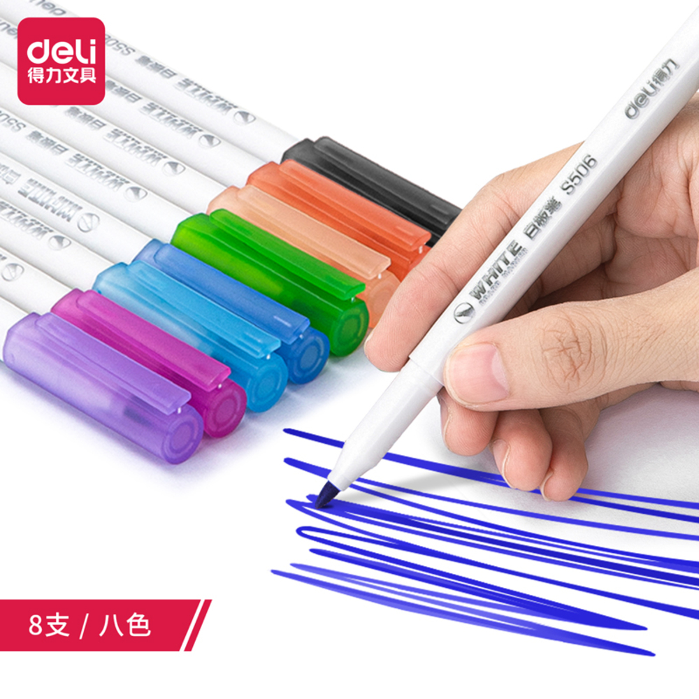 Set 8 Marqueurs Tableau Effacables Deli S504 8 Couleurs